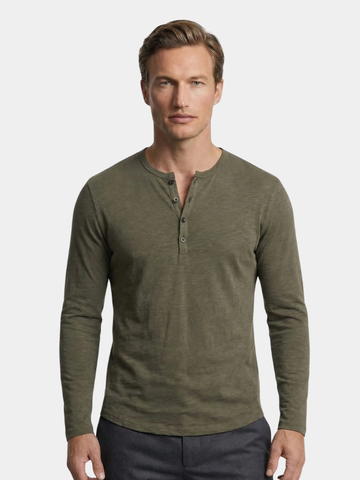 Henley Neck Long Sleeve T-Shirt