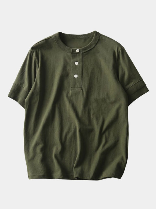 Pure Cotton Henley T-Shirt - Cross & Crown