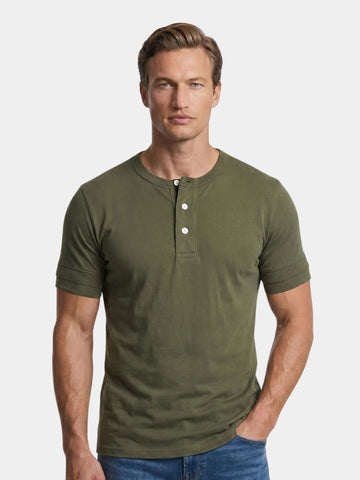 Pure Cotton Henley T-Shirt - Cross & Crown