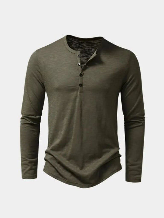 Henley Neck Long Sleeve T-Shirt