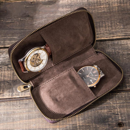 Vintage Handmade Leather Watch Storage Bag
